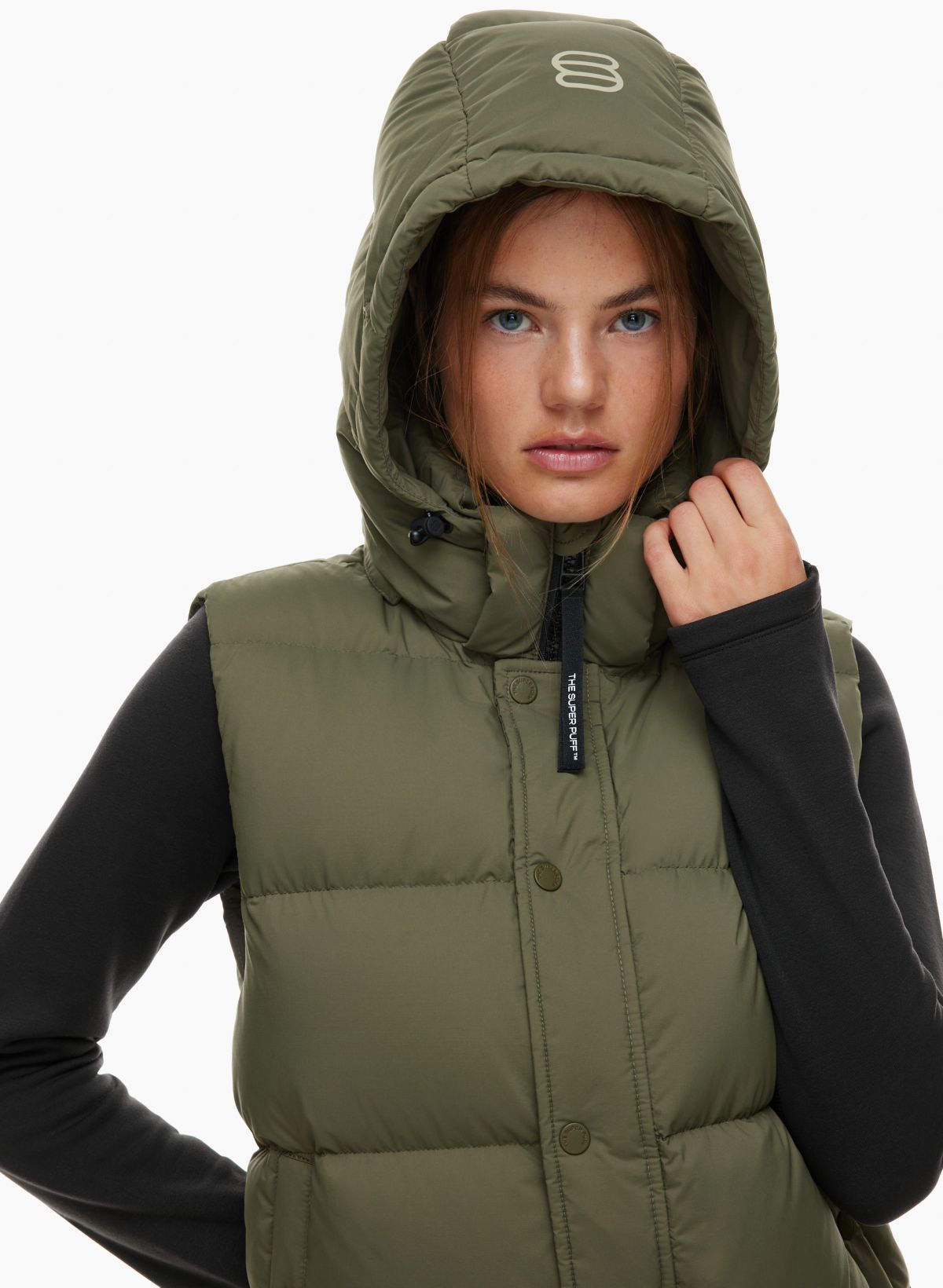 Short Down Jackets's Grace Long Vest With Detachable Hood