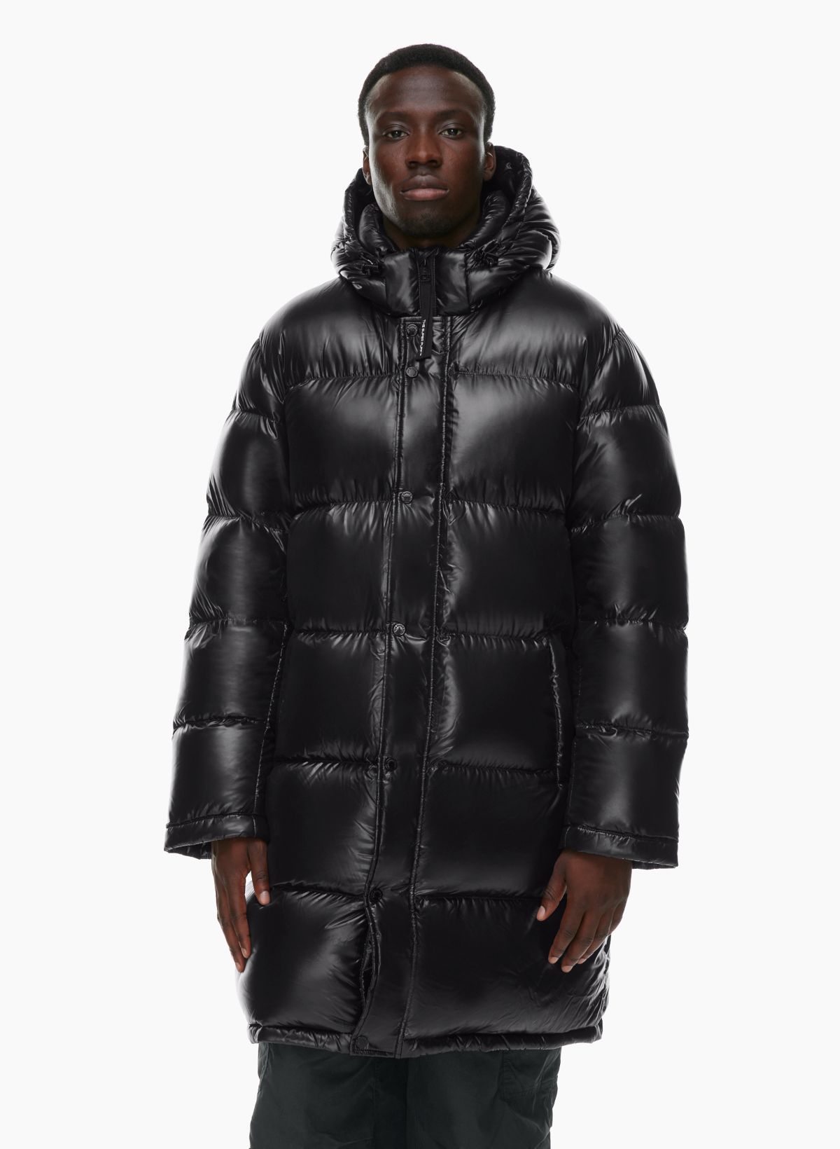 Men's Extra Long Puffer Coat in Black