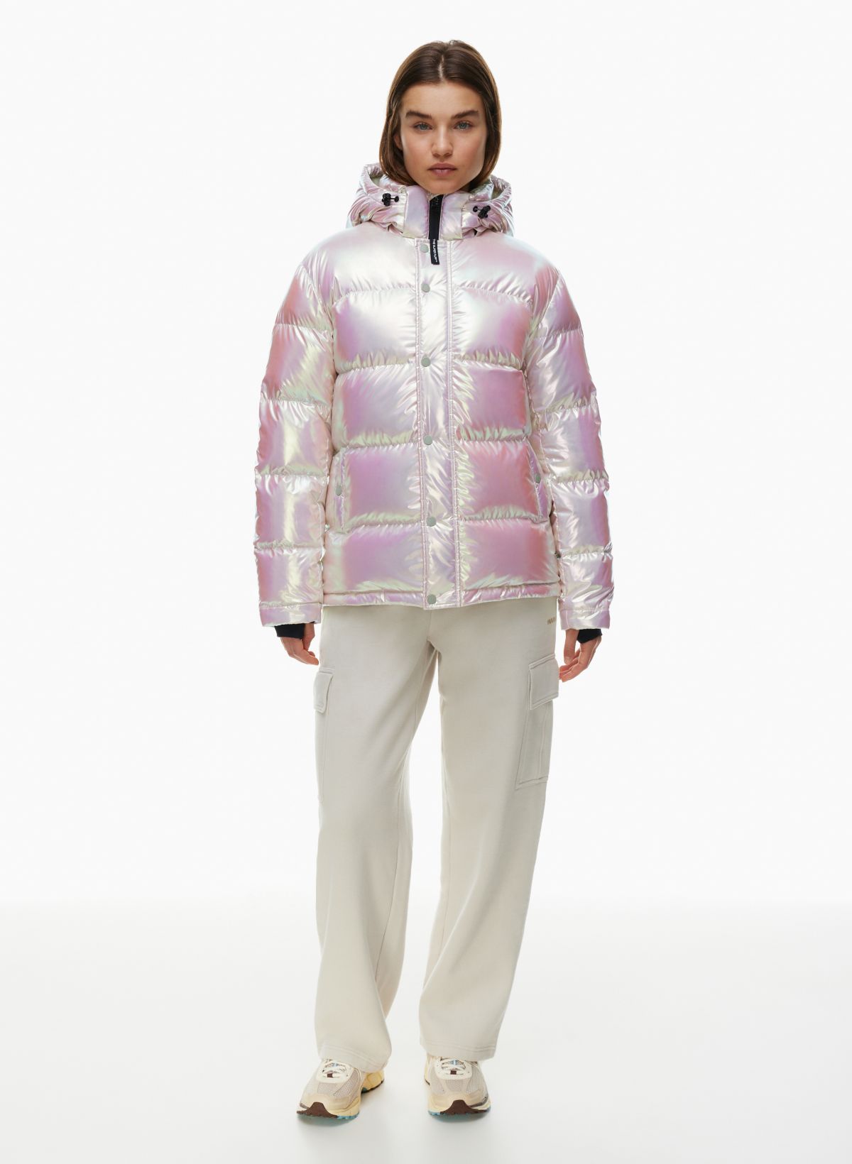 Light Pink Iridescent Puffy Button Up Jacket – The Silver Strawberry