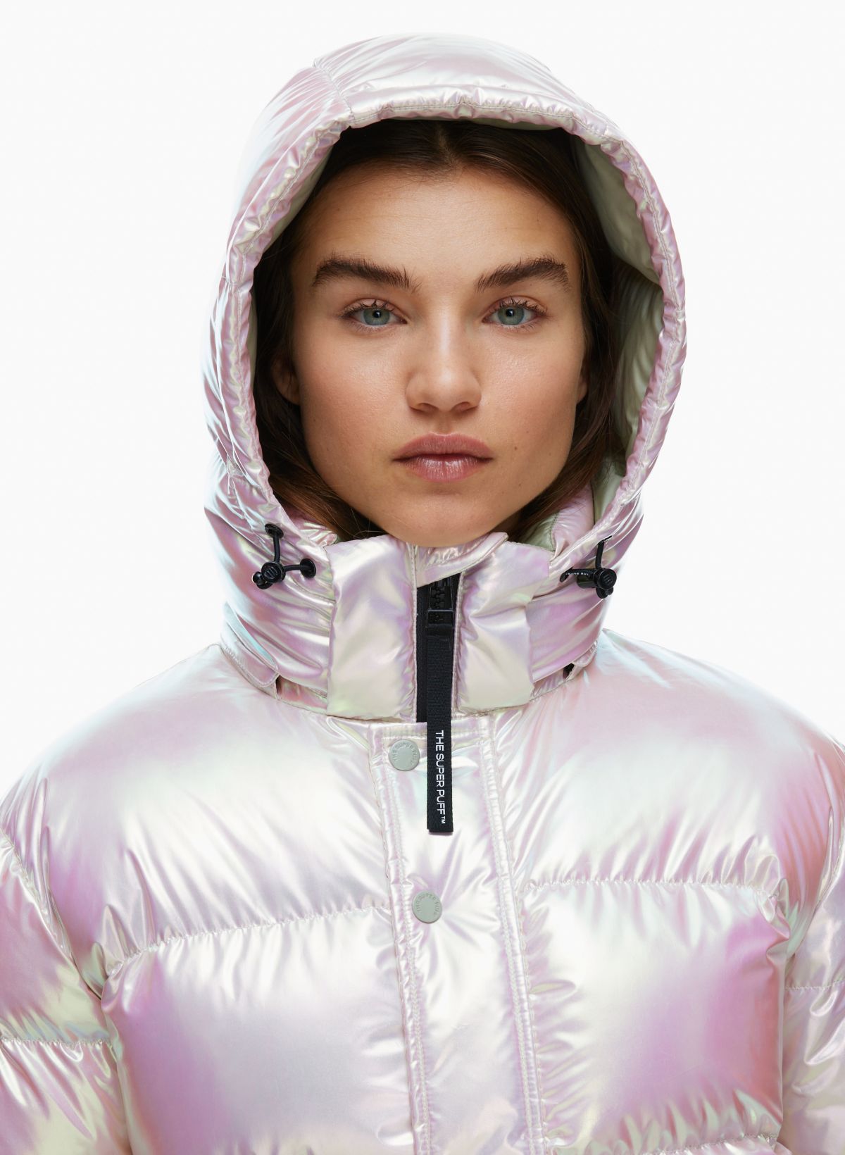 IRIDESCENT WHITE PUFFY JACKET - Only Size Medium Left