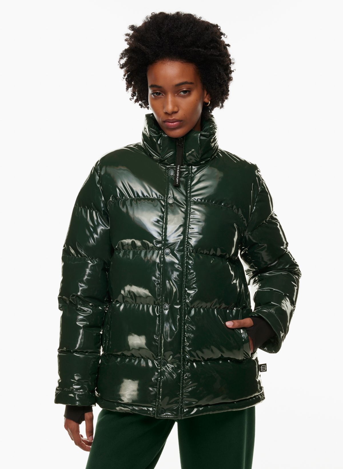 Green shiny hotsell puffer jacket