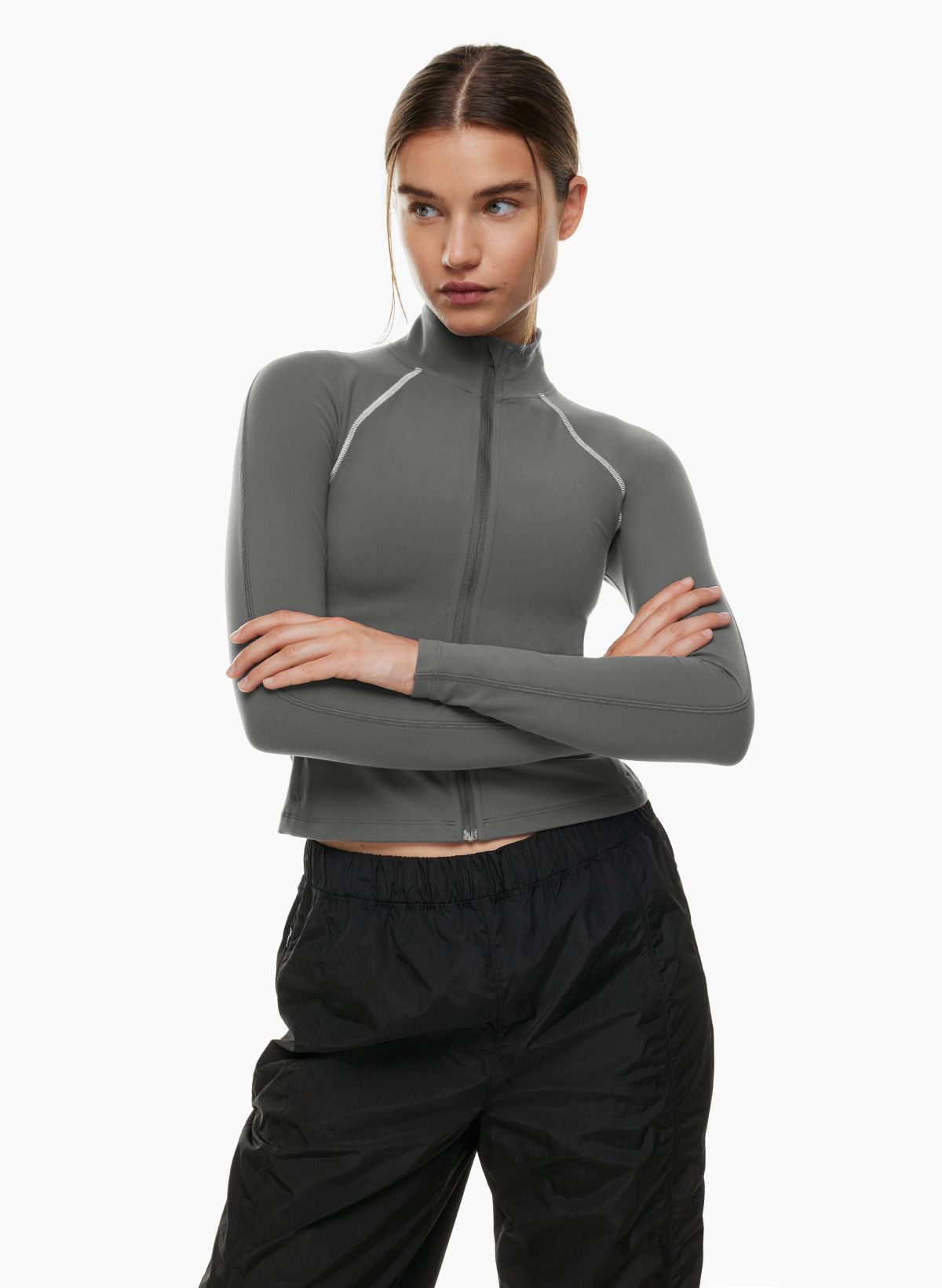 Lululemon Exhalation Sweatshirt Womens 4 Grey Long Sleeve Longline