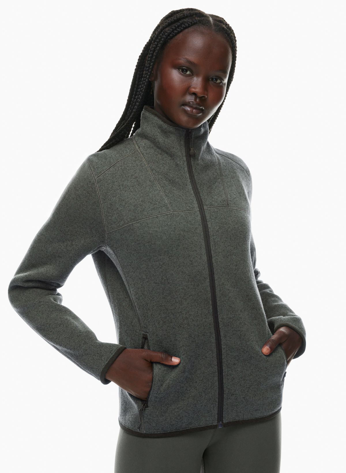 Lululemon Grey Pleated Zip Up Jacket - Size XX-Small