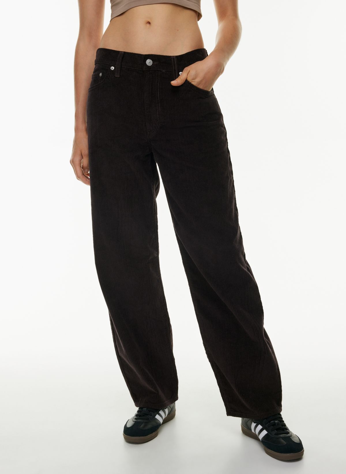 Corduroy Winter White Pants 80s, Pleated Trousers, Women Baggy