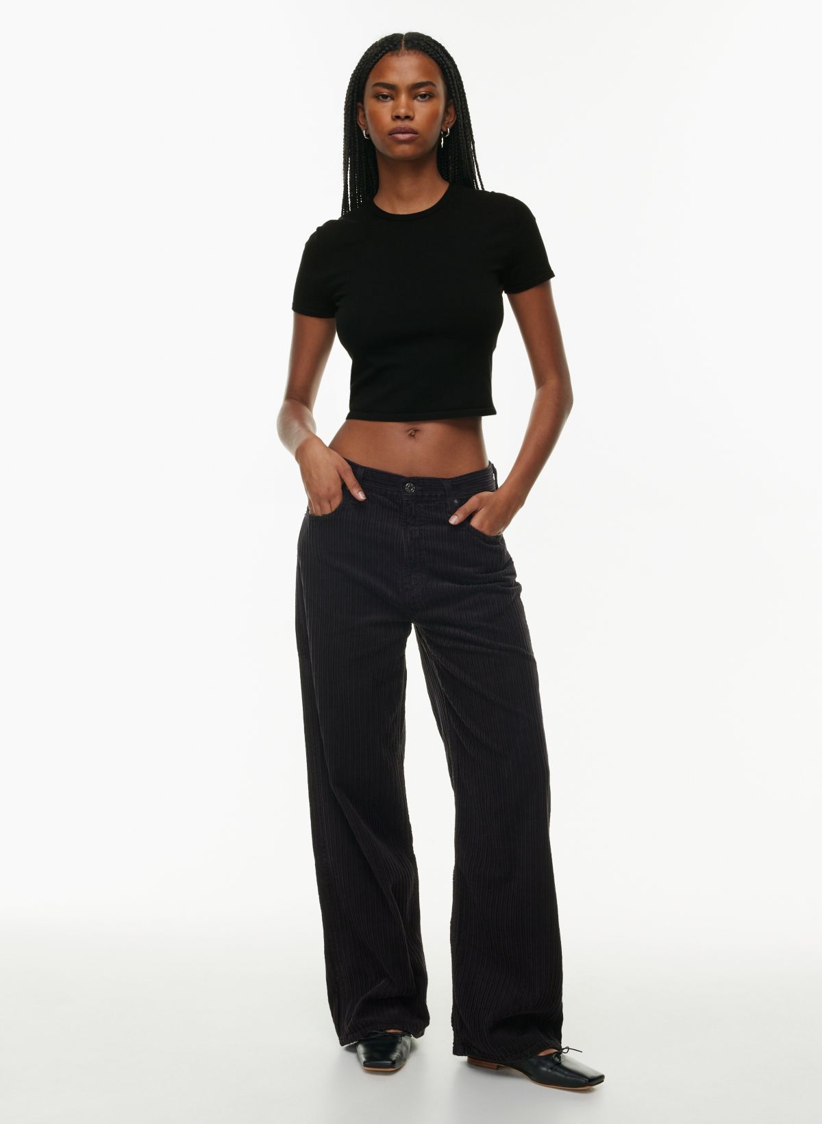 Mid Rise Loose Corduroy Pants