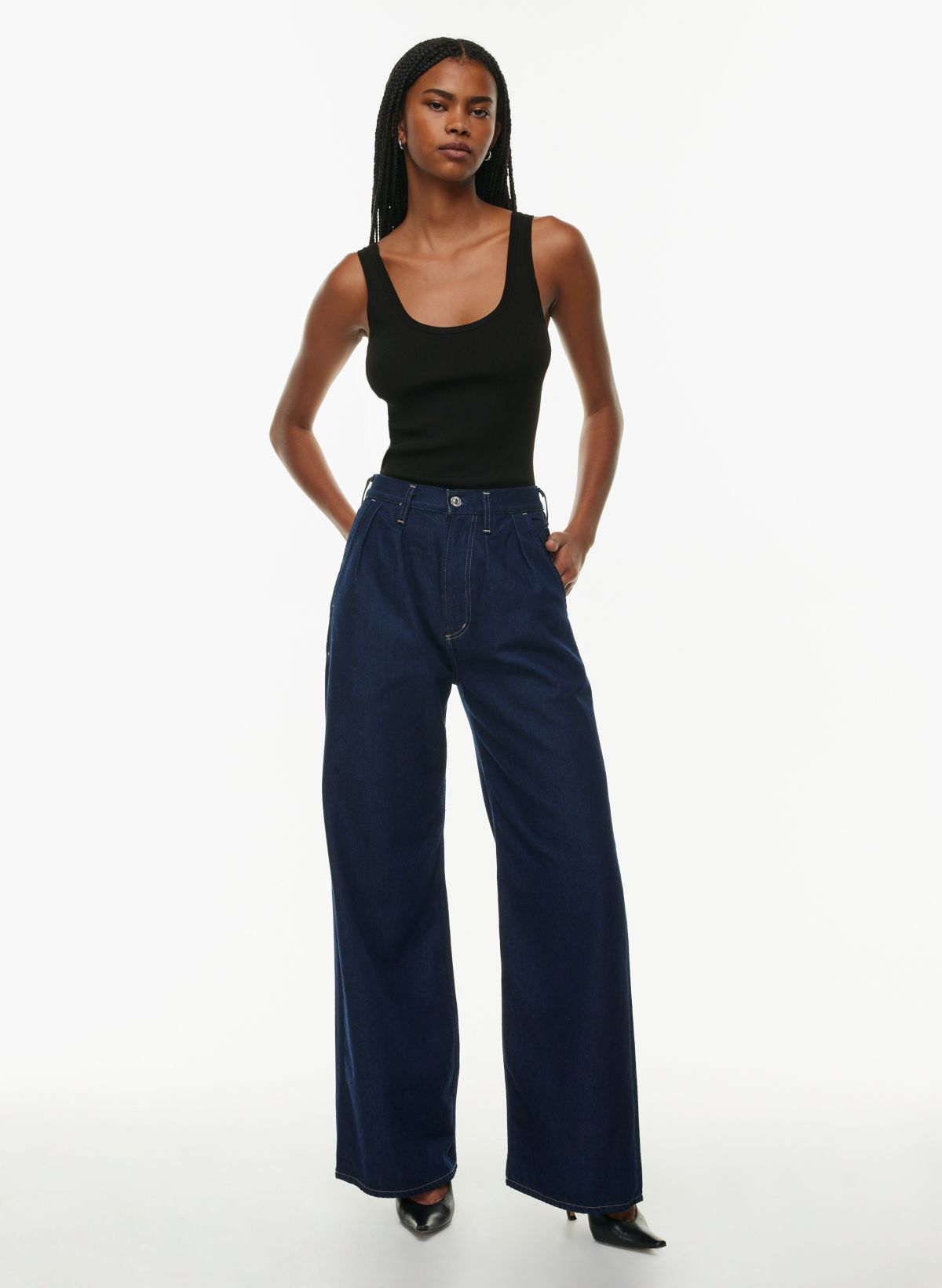 Pleated 2024 denim trousers