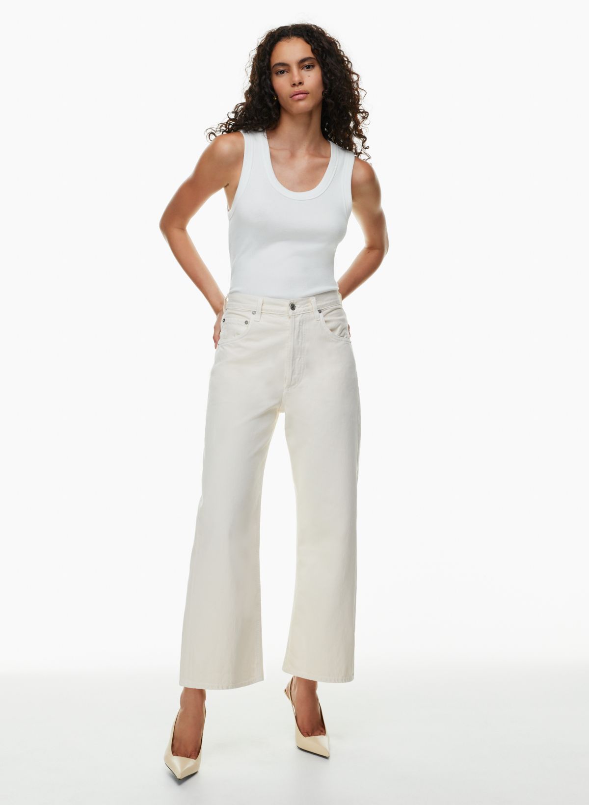 Wide Leg Crop Jeans - Comet Wash