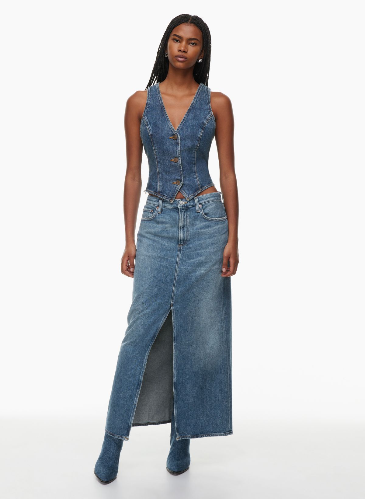 Dorothy Denim Slit Skirt Dungaree - Sinderella