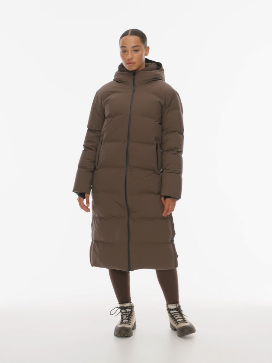 Plt Black Text Front Maxi Puffer Coat