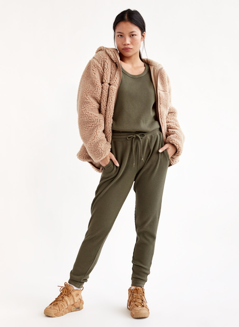 womens waffle knit joggers