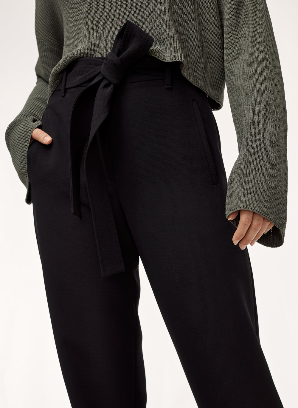 high waisted dress pants with tie