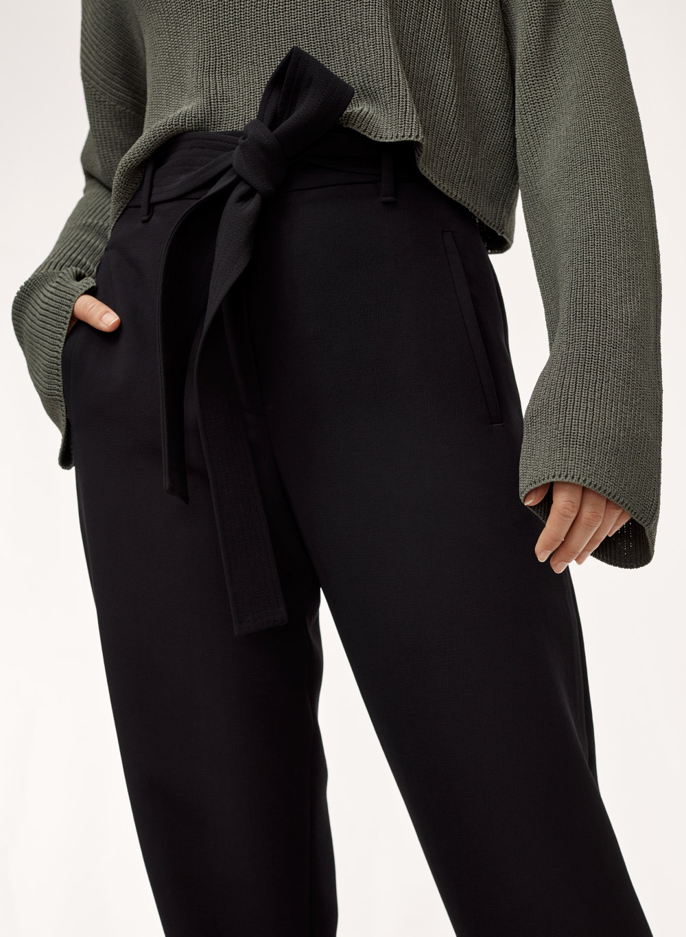 wide leg tie front pants