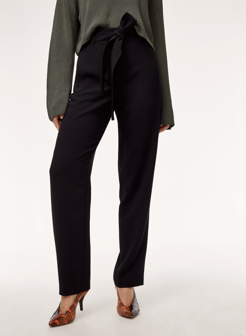 wide leg tie front pants