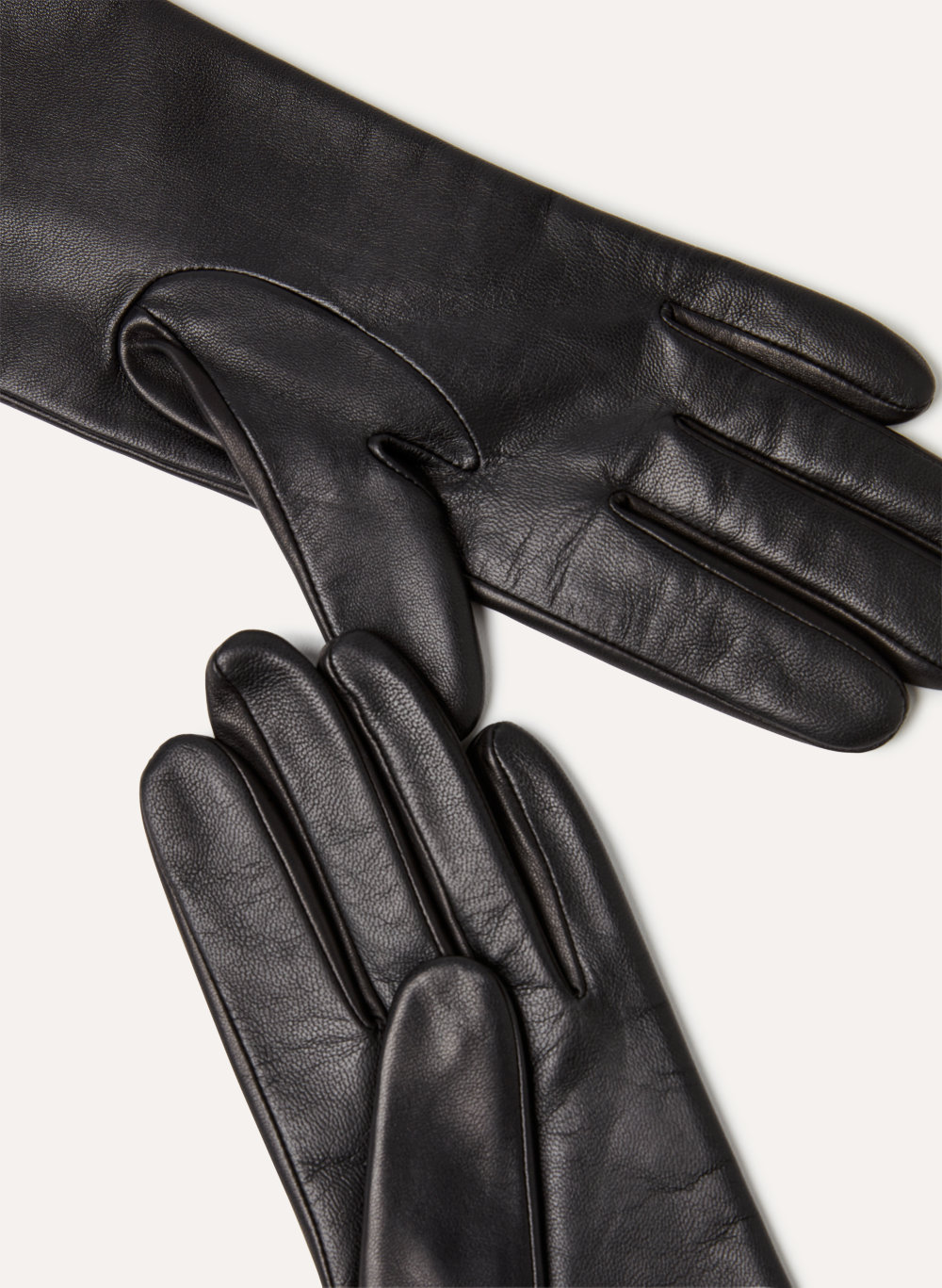 long gray leather gloves