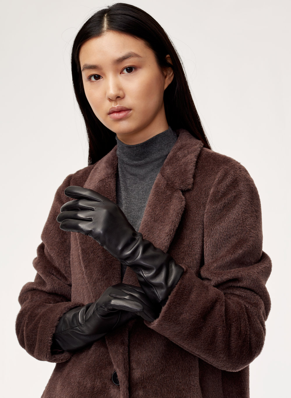 long brown leather gloves