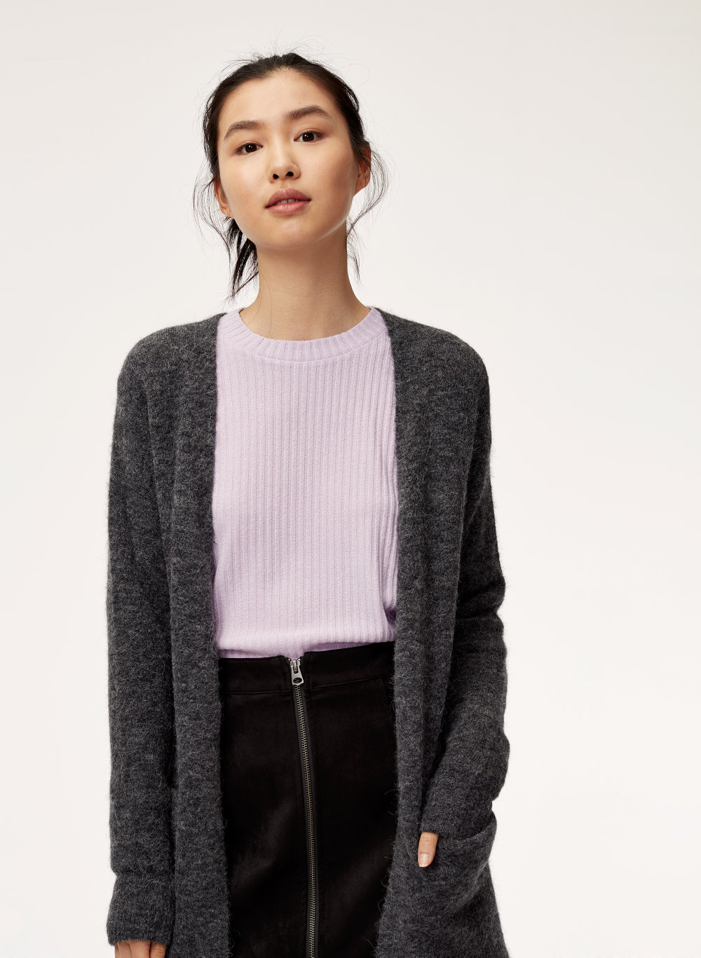 aritzia grey cardigan