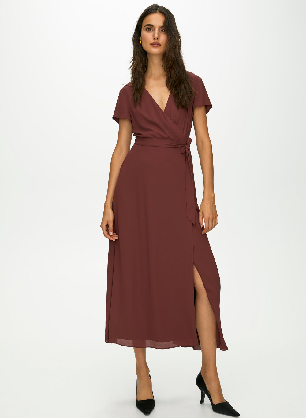 aritzia burgundy dress