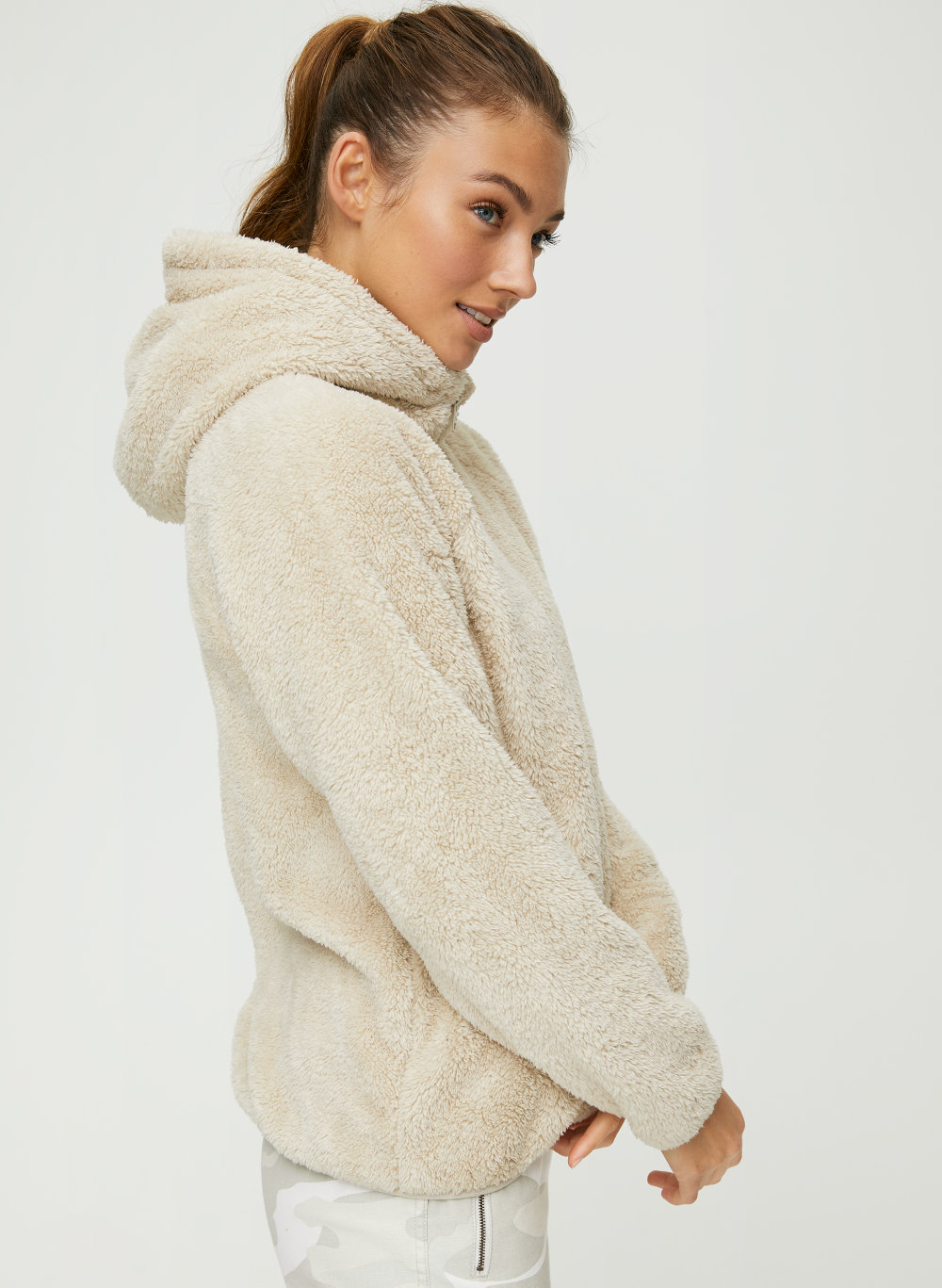 fluffy zip up sweater