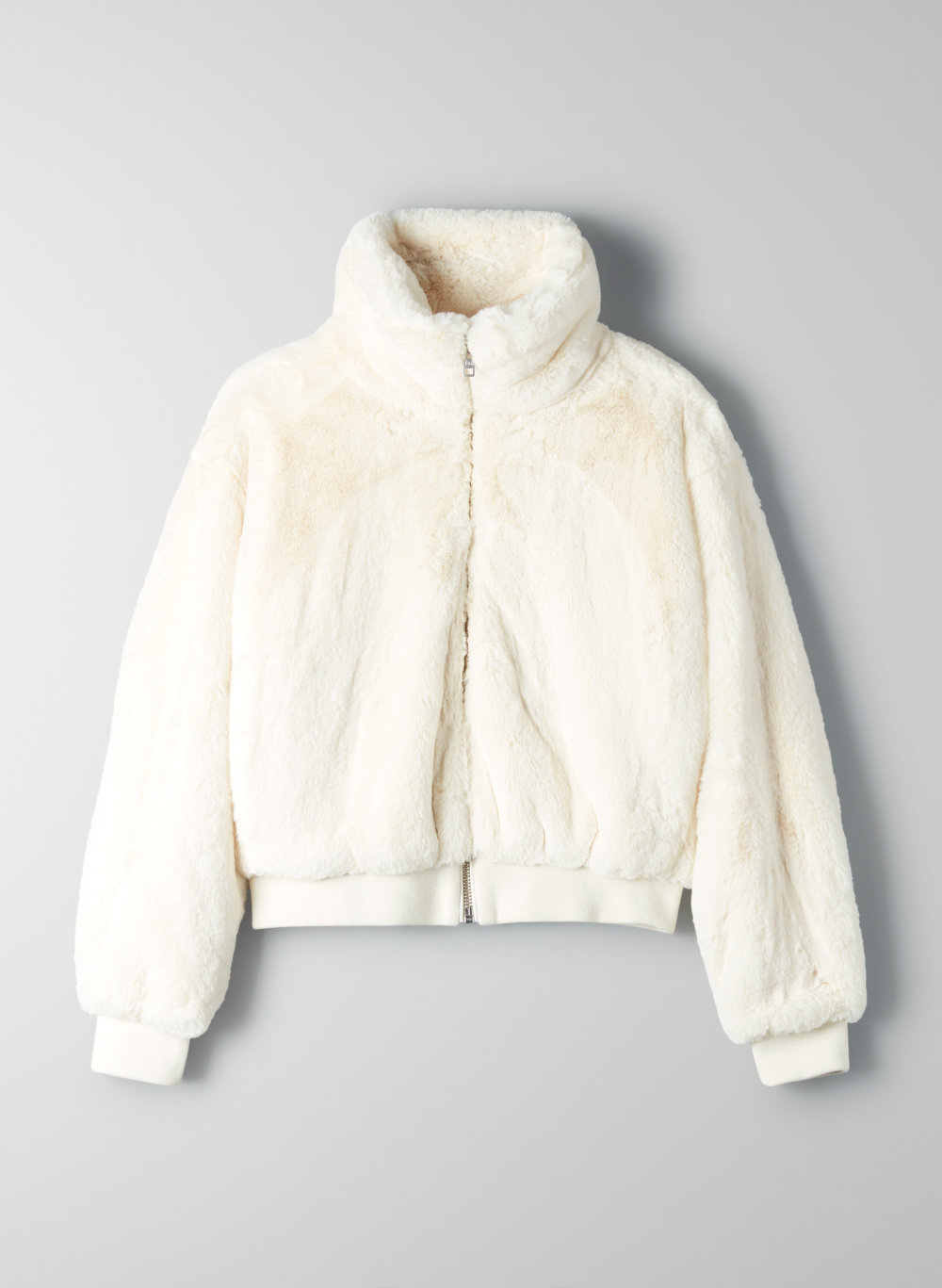 white furry jacket