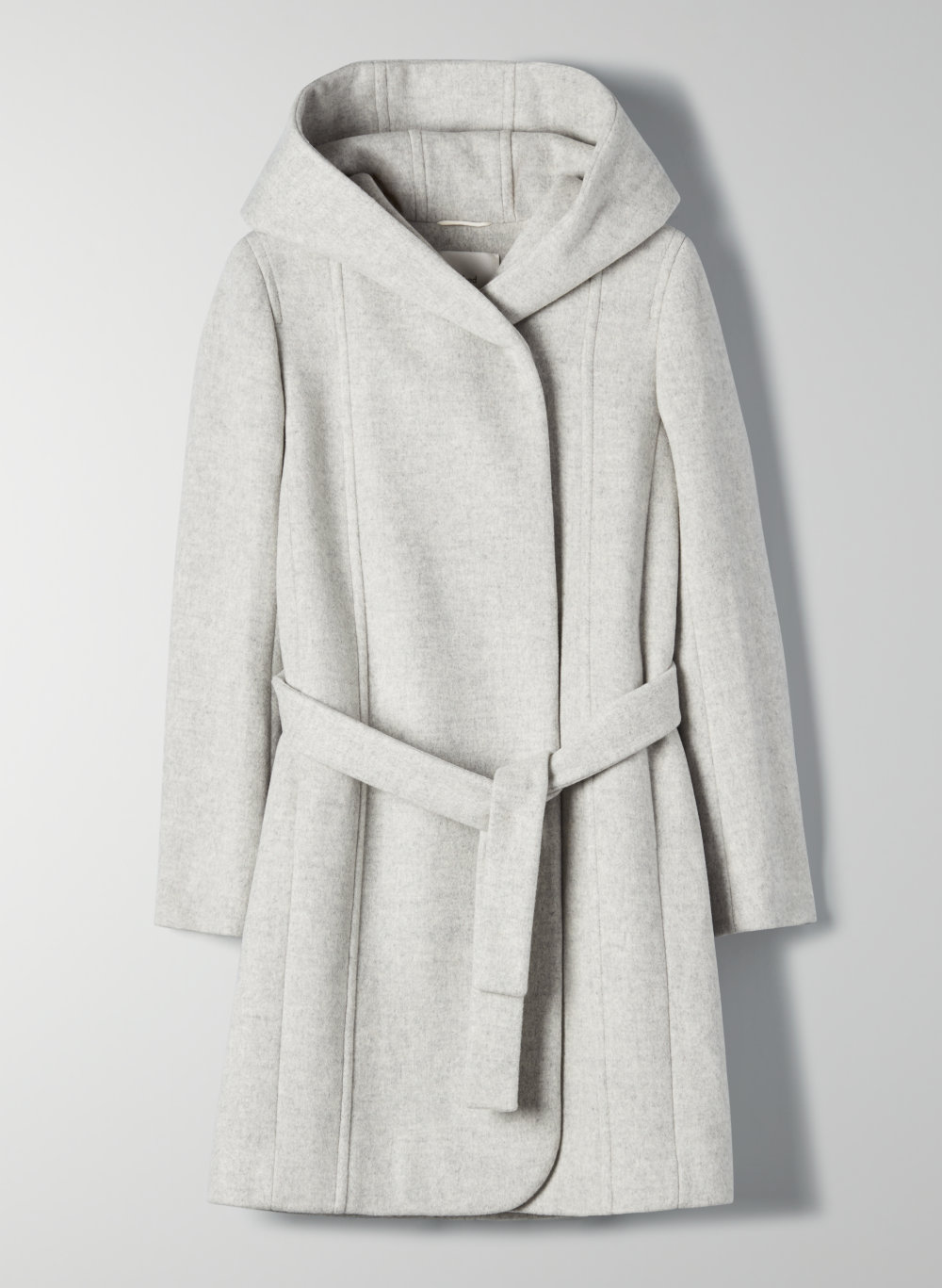 grey wool coat with hood