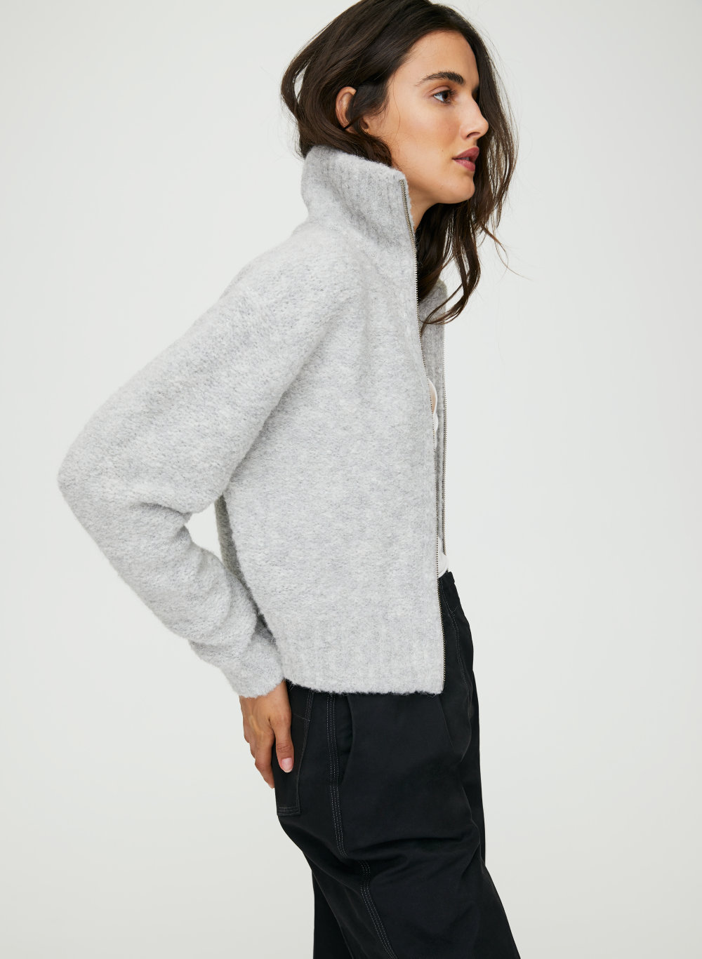 aritzia zip up sweater