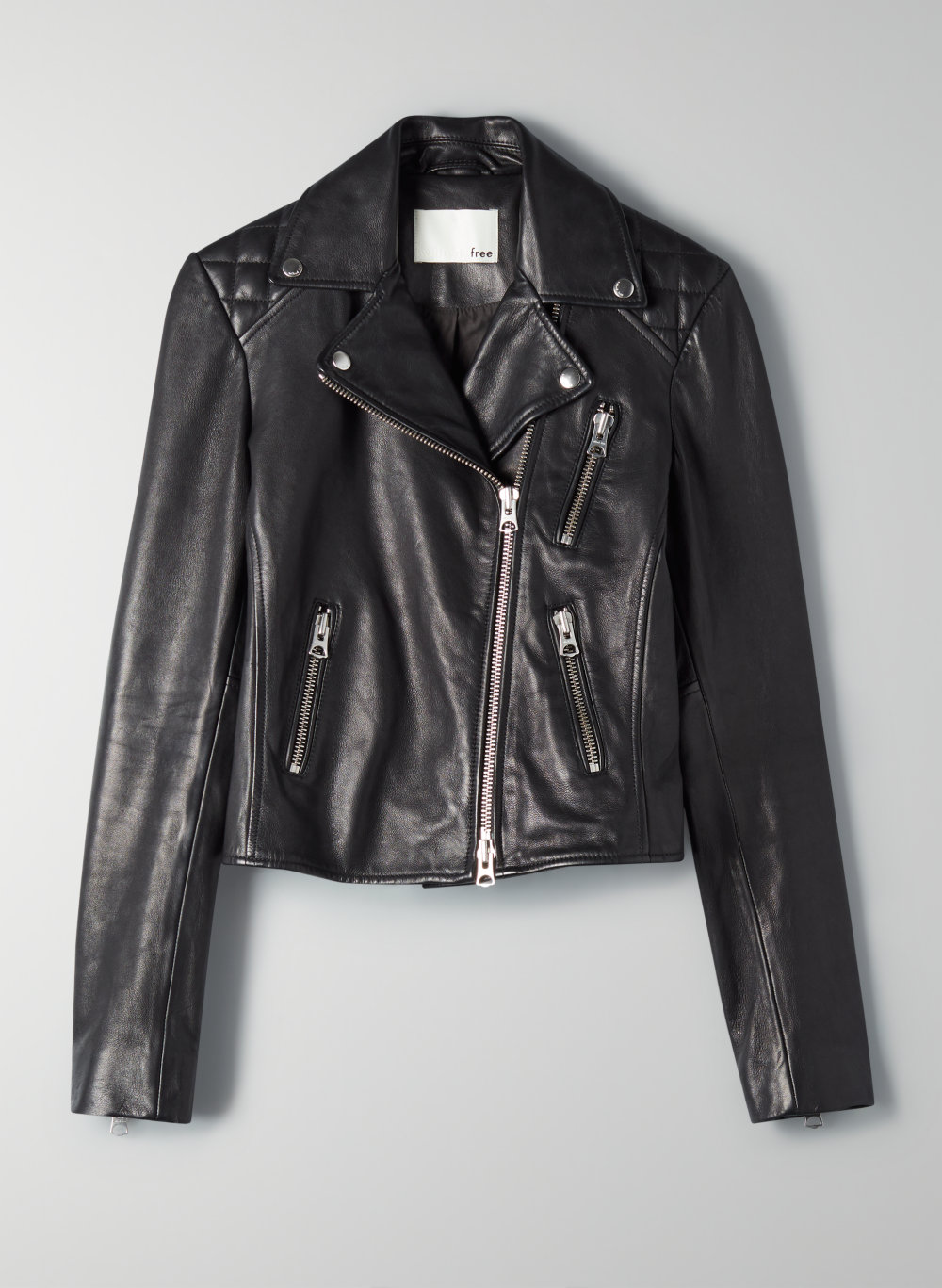 short leather biker jacket