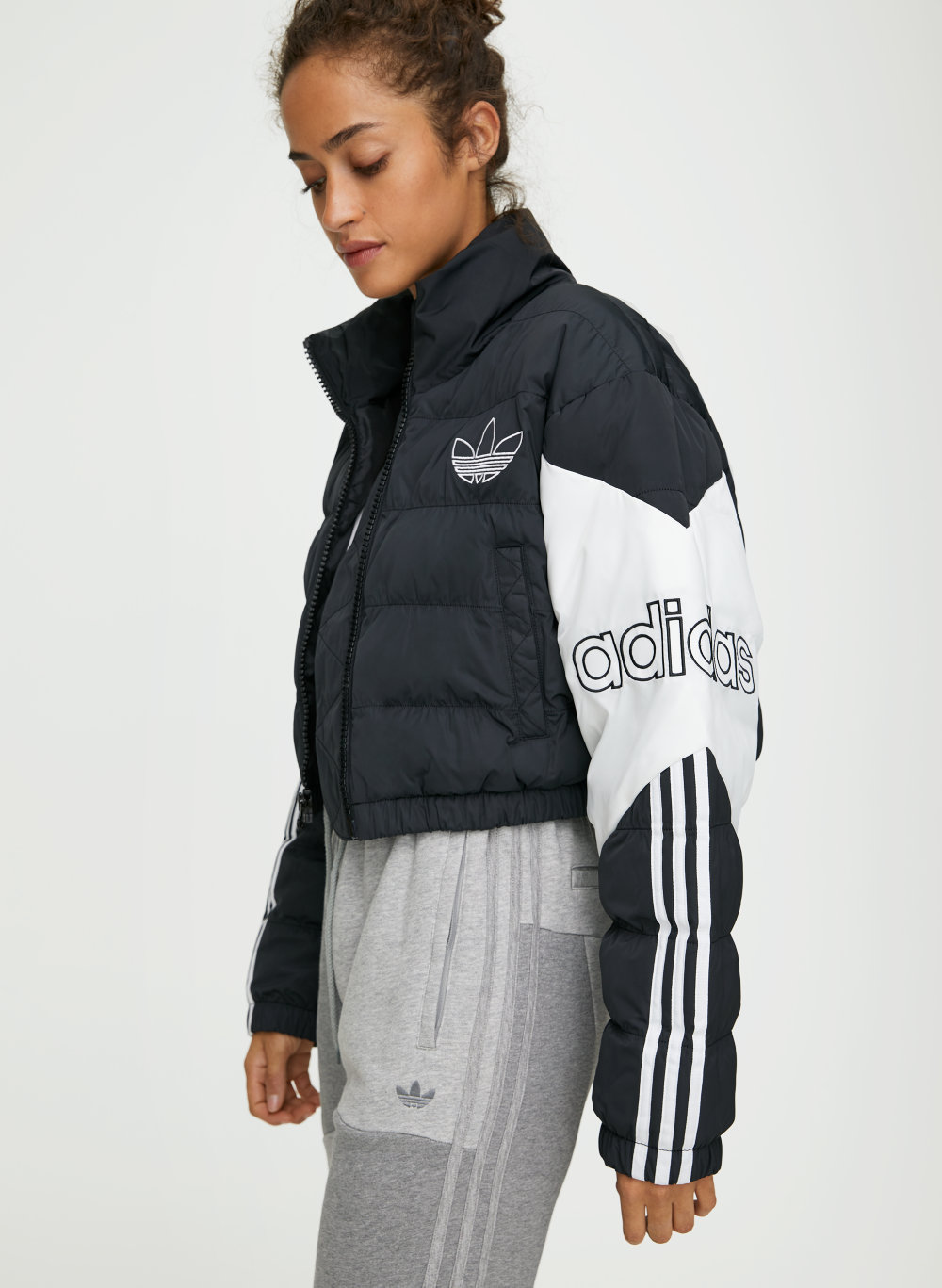 adidas cropped puffer jacket black