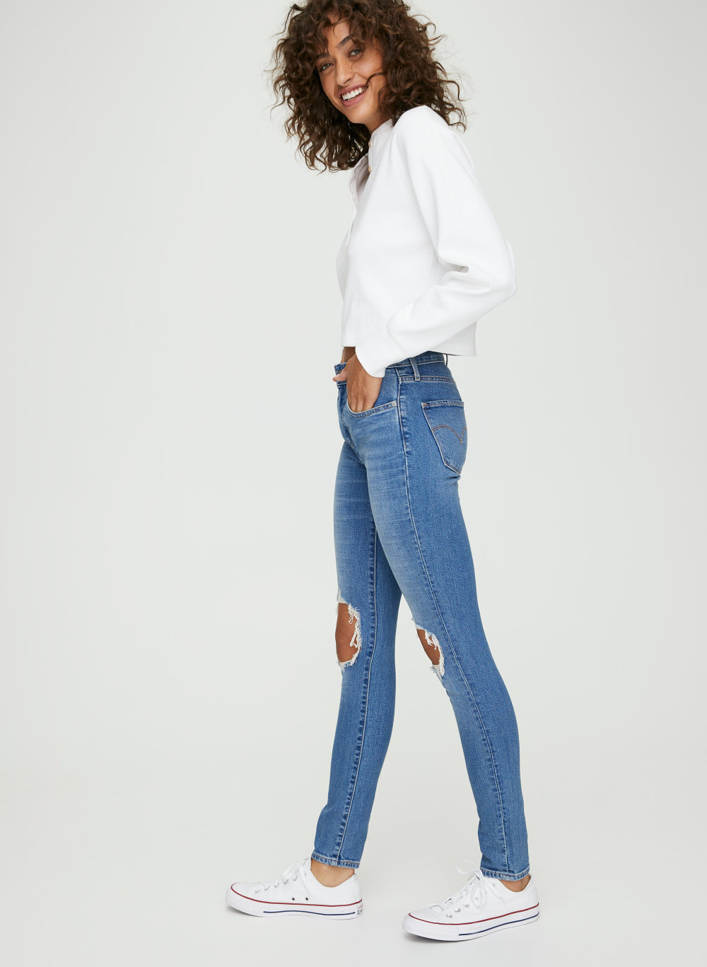 levi's 721 ripped skinny jeans