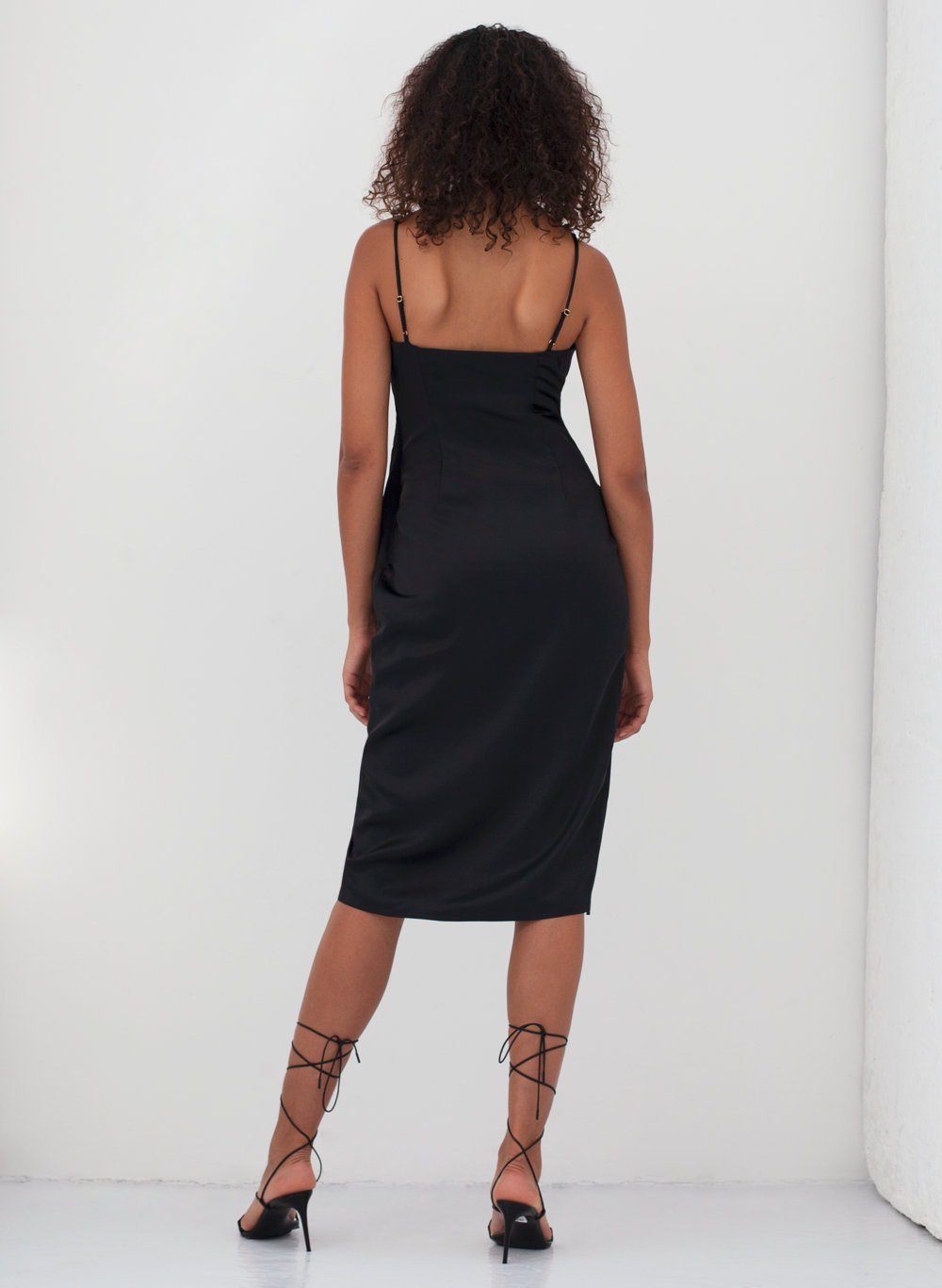 black thigh slit dress