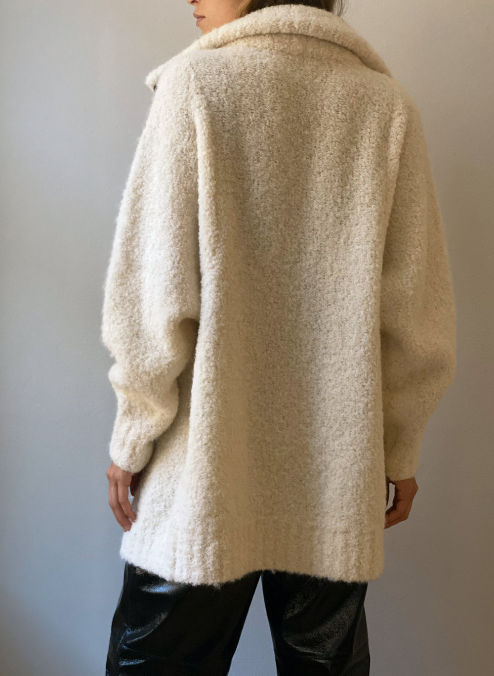Oversized relaxed wool alpaca cardigan in brown