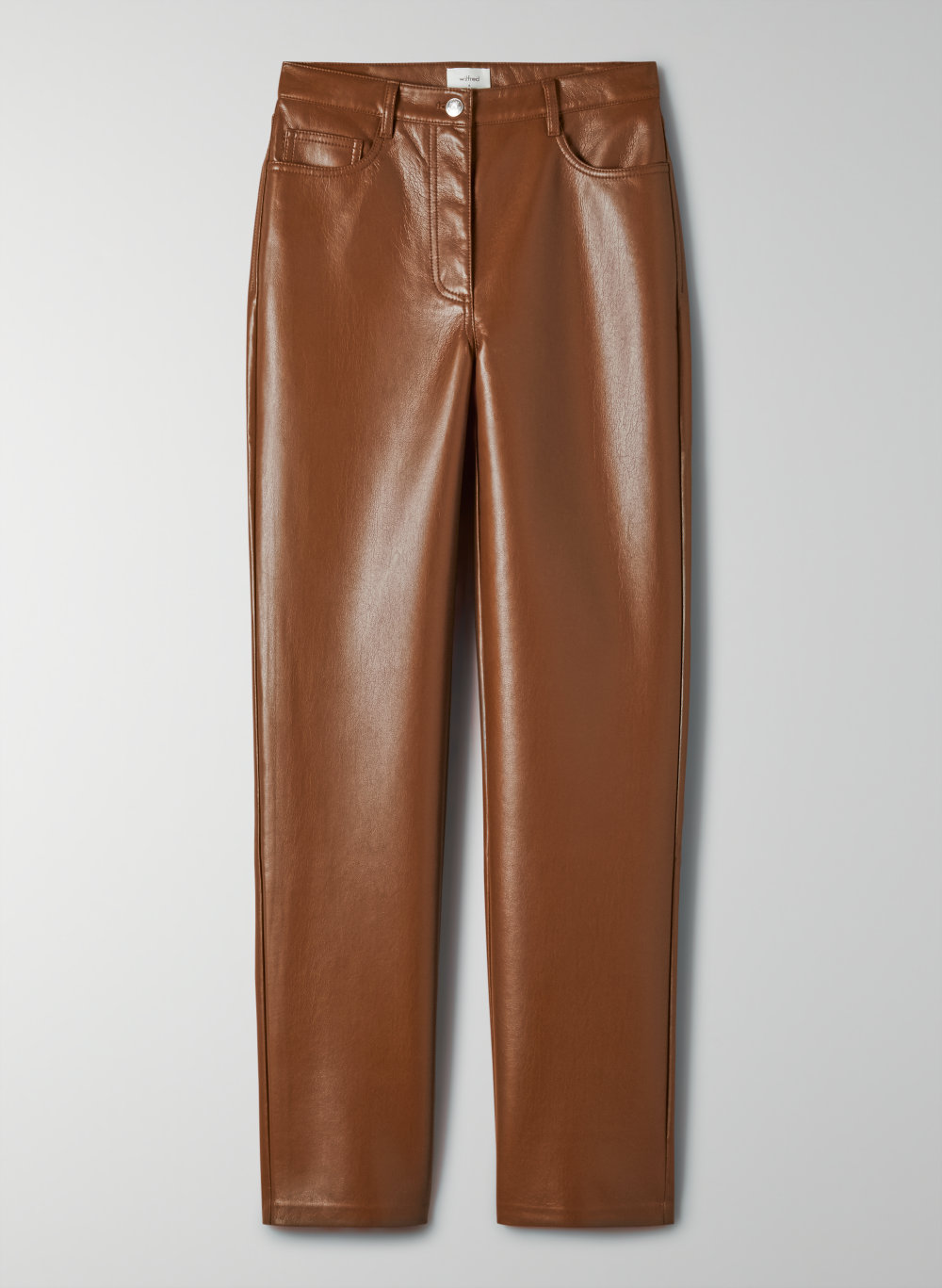 cognac leather pants