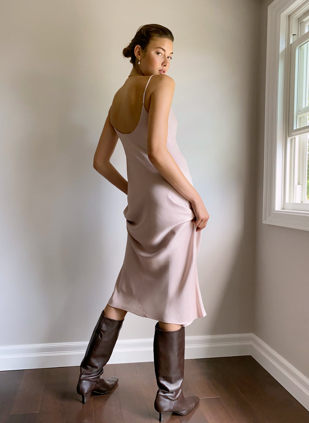 aritzia satin slip dress