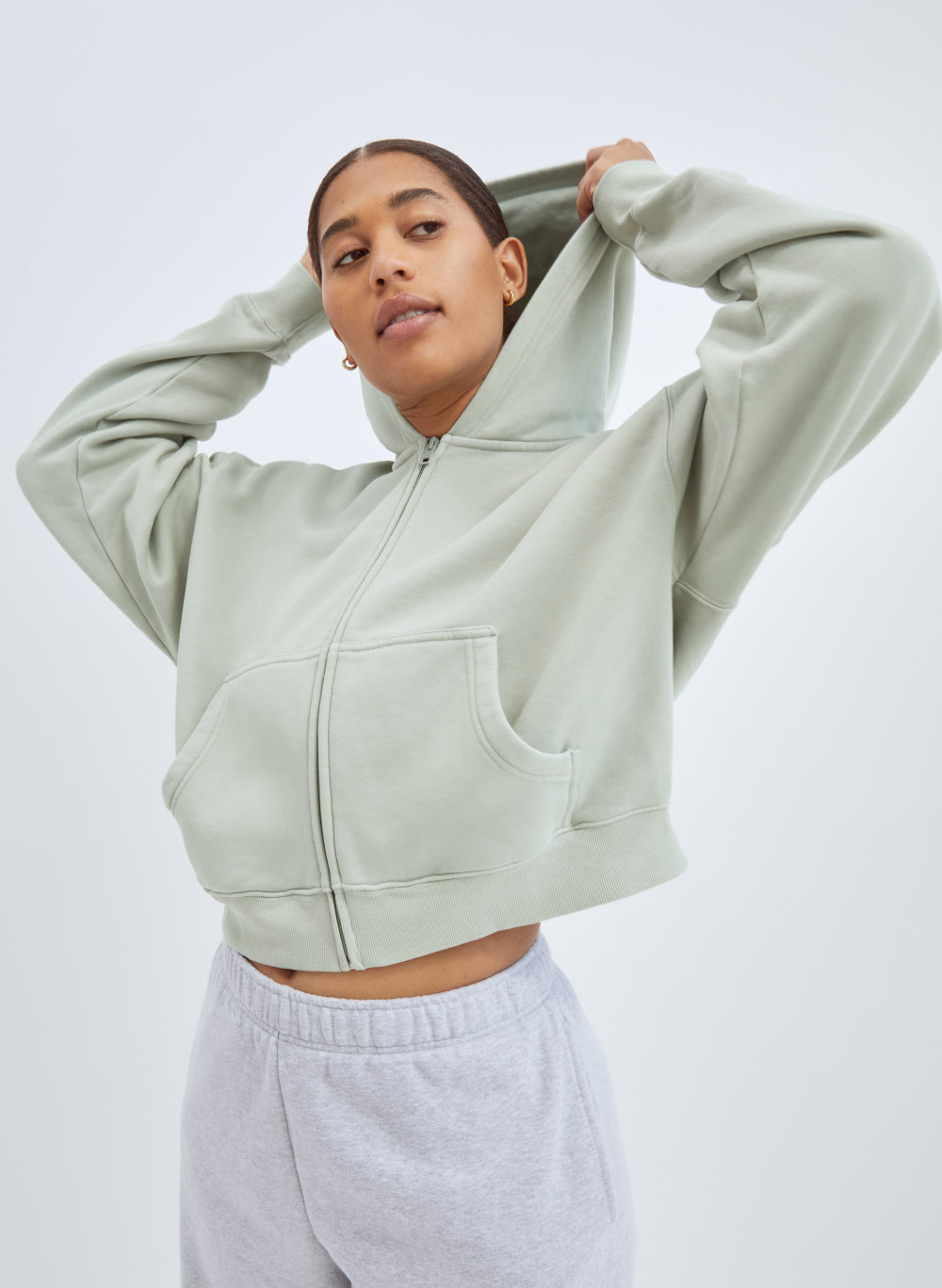 aritzia boyfriend zip up hoodie