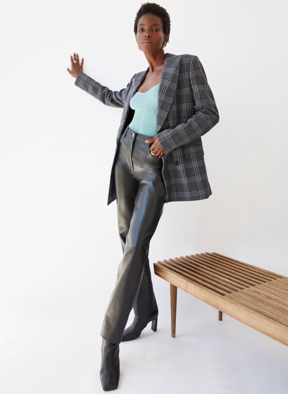 aritzia plaid blazer