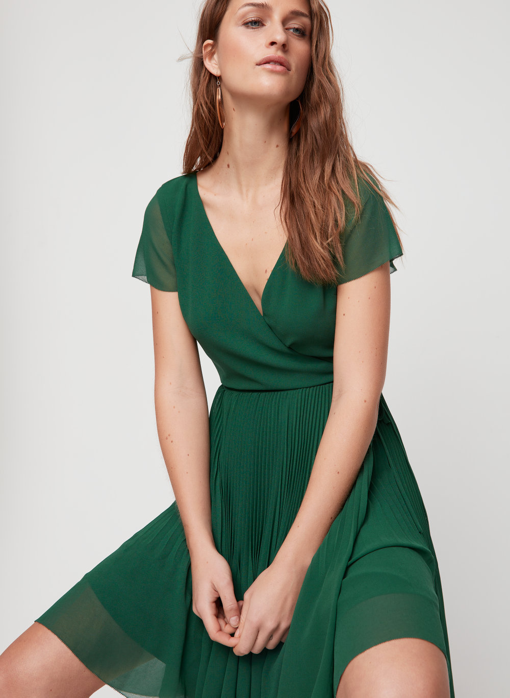 short green wrap dress