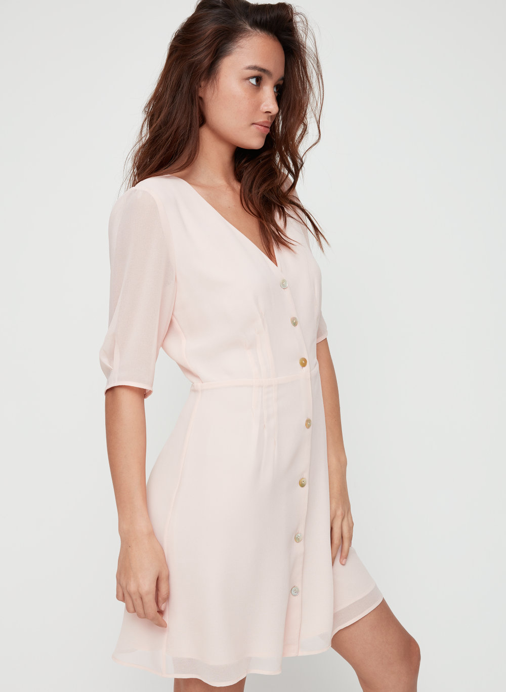 button front dress with sleeves