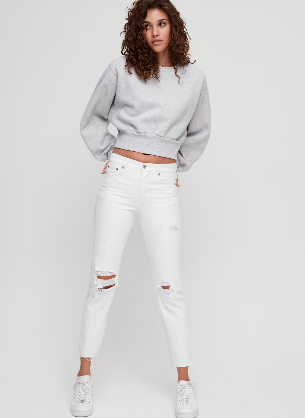 white ripped levi jeans
