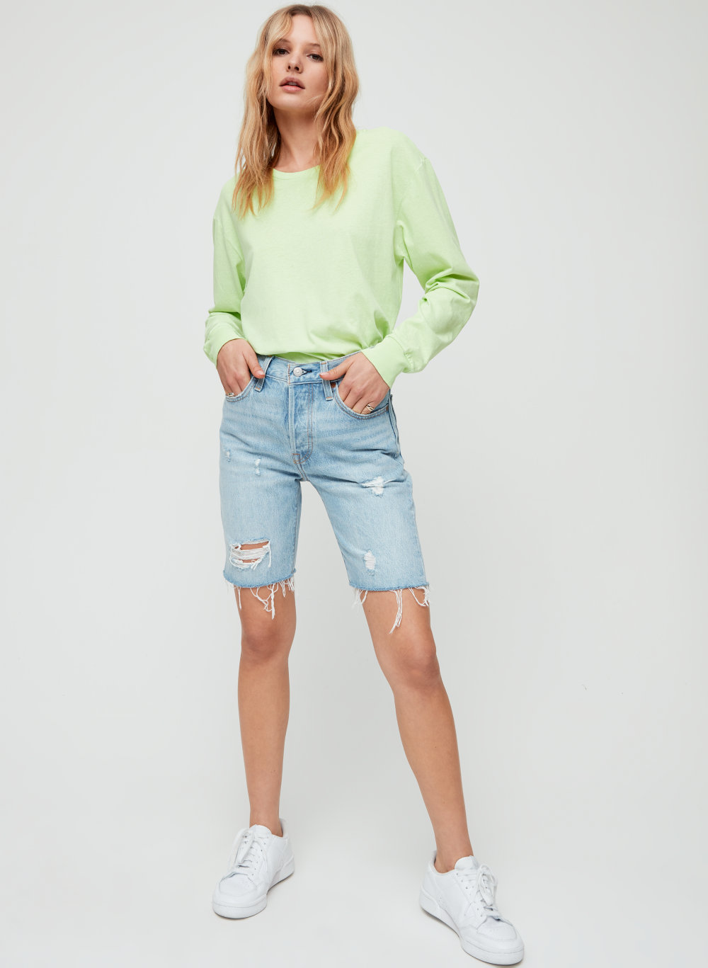 501 ripped slouch shorts online -