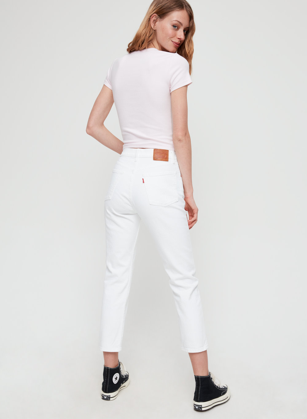 501 crop jeans white