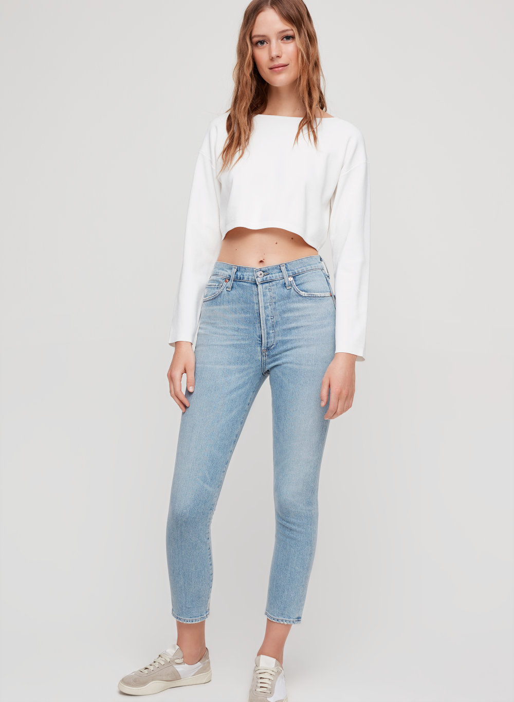 cropped high waisted jeans