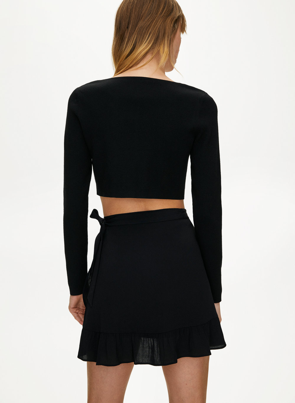 ruffle wrap mini skirt