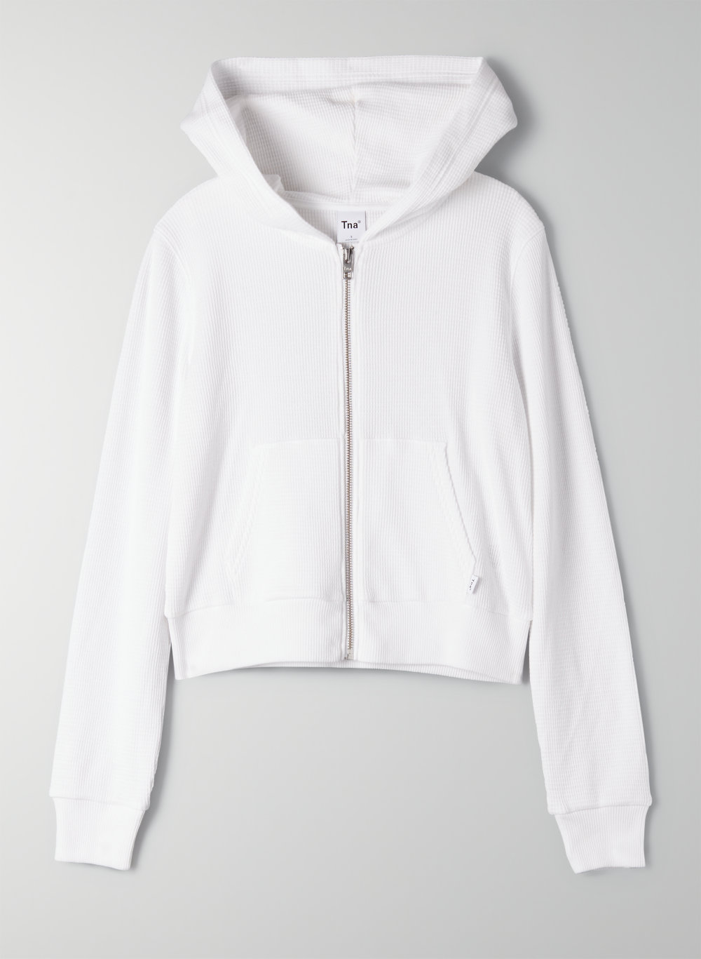 white cropped zipper hoodie