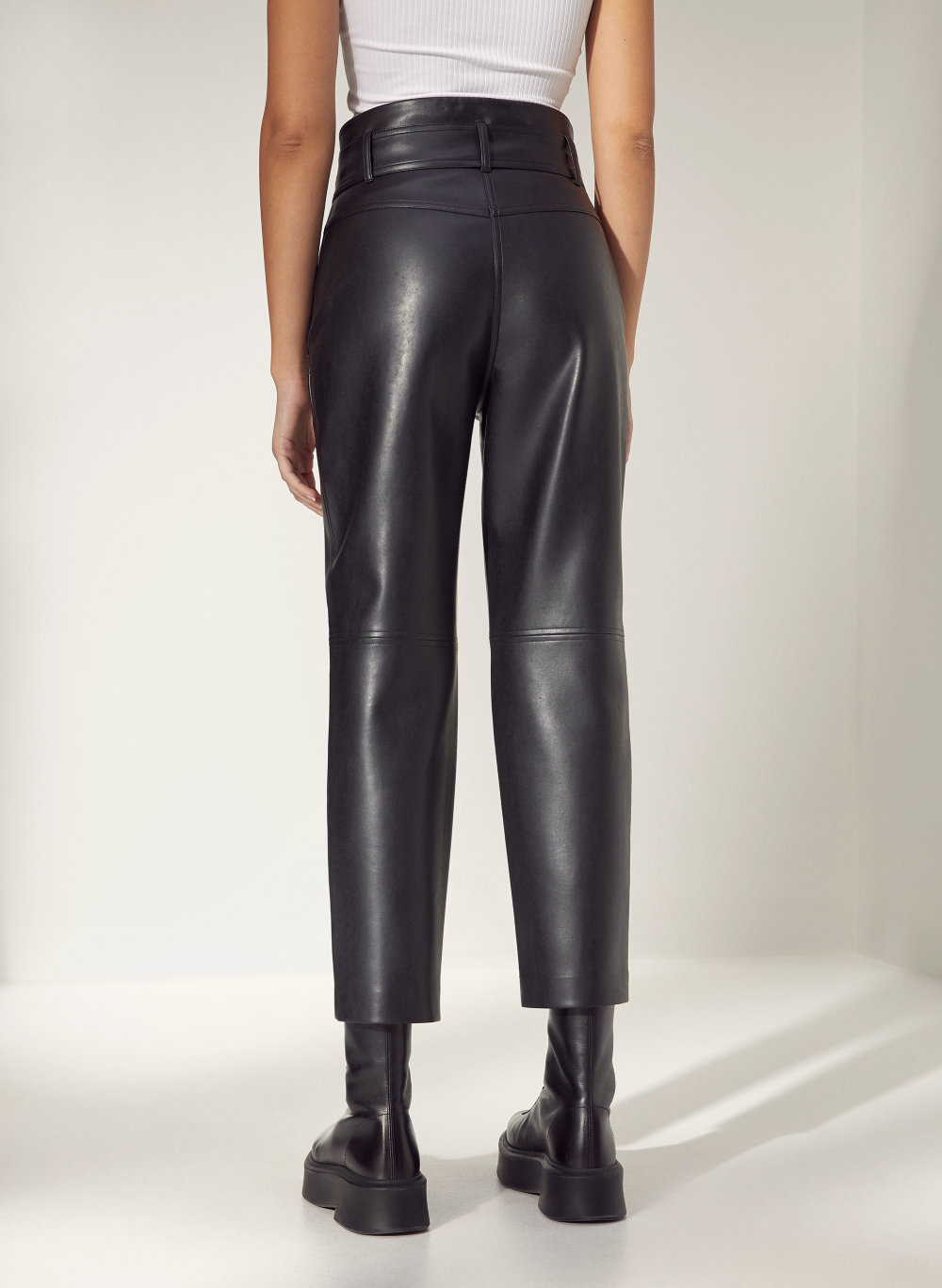 tie waist leather trousers
