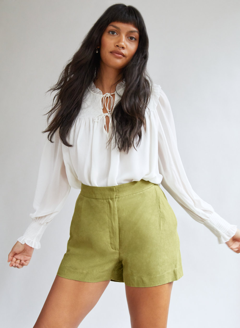 matching linen shorts and top