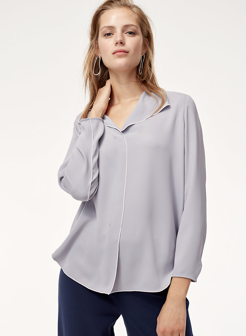 RENA SHIRT - Contrast-piping, matte-satin blouse RENA SHIRT - Contrast-piping, matte-satin blouse
