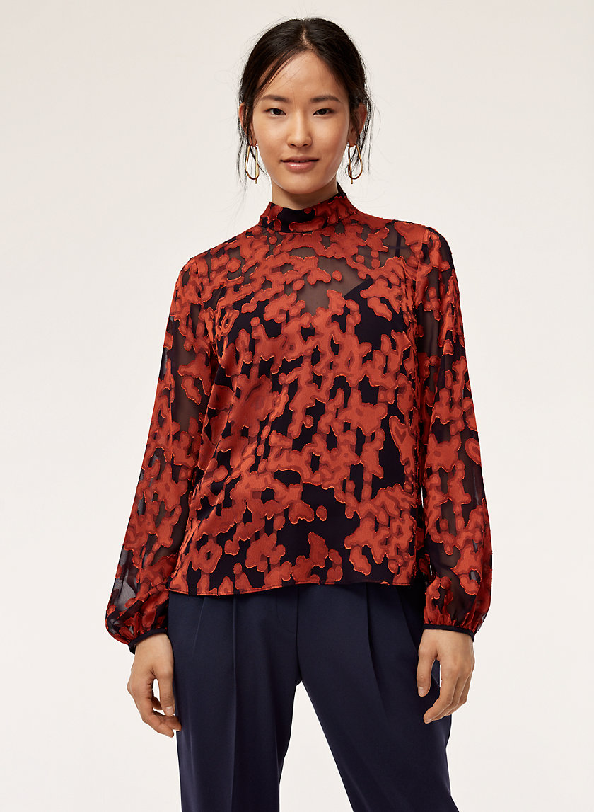 GRANADOS BLOUSE - Mock-neck, jacquard blouse GRANADOS BLOUSE - Mock-neck, jacquard blouse