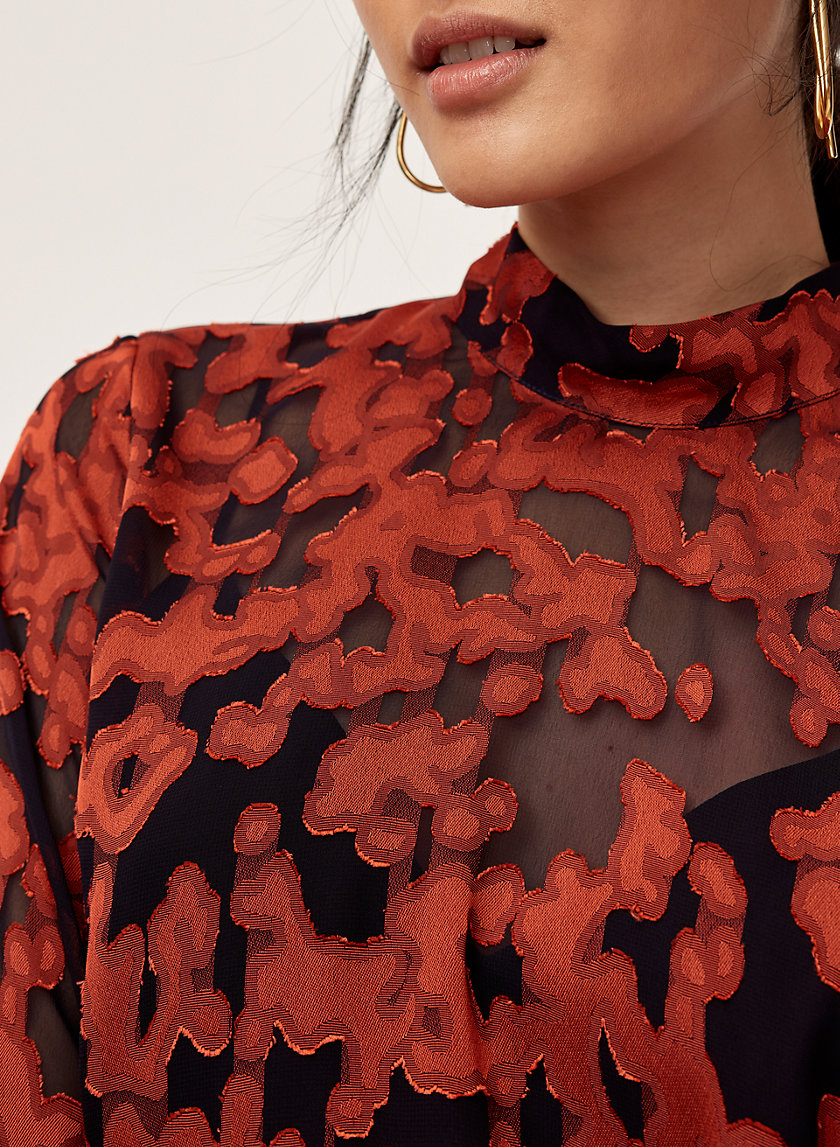GRANADOS BLOUSE - Mock-neck, jacquard blouse GRANADOS BLOUSE - Mock-neck, jacquard blouse