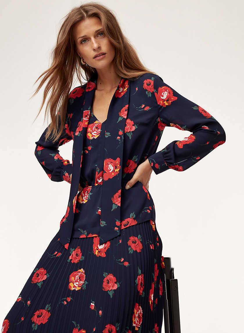 LUCAS BLOUSE - Floral, tie-neck blouse LUCAS BLOUSE - Floral, tie-neck blouse