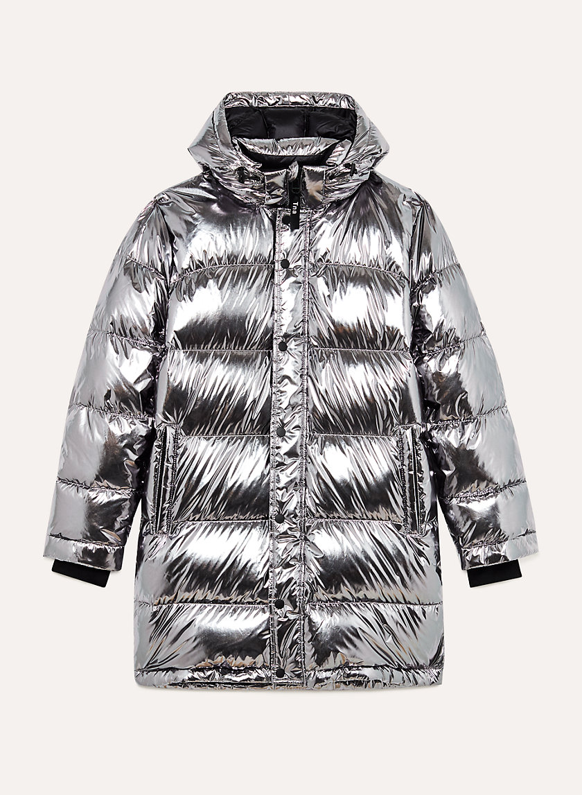 Superdown Missy Puffer Jacket in Metallic Silver - Size M