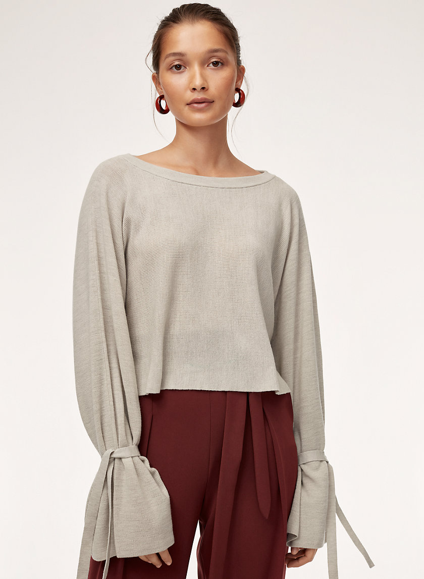 EMMY SWEATER - Cropped, cuff-tie wool sweater EMMY SWEATER - Cropped, cuff-tie wool sweater